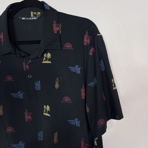 Travis Mathew Mens Large Black 5'O Clock Somewhere Polo Short Sleeve Pima Cotton - Picture 3 of 7